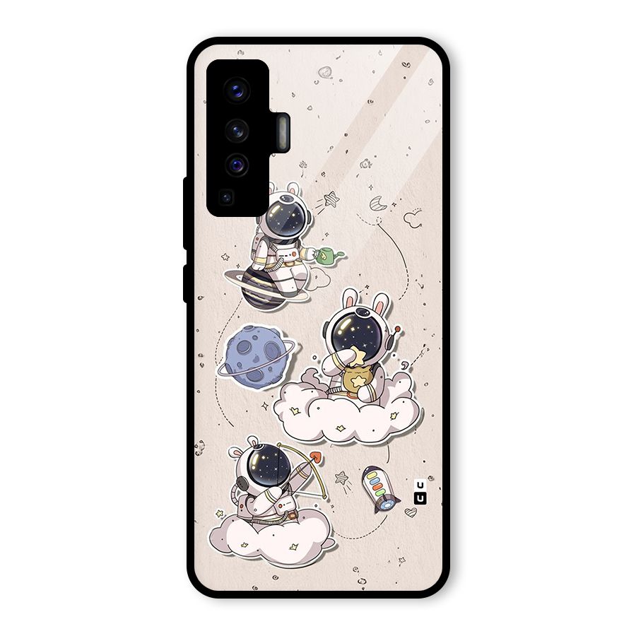 Lovely Astronaut Playing Glass Back Case for Vivo X50