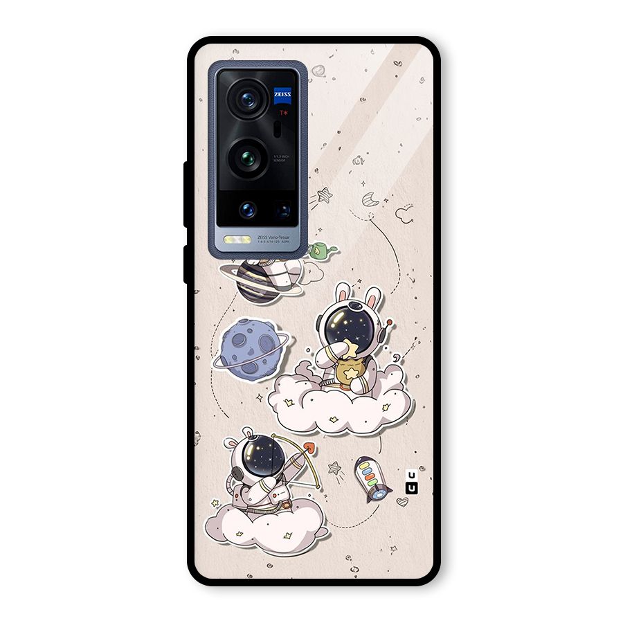 Lovely Astronaut Playing Glass Back Case for Vivo X60 Pro Plus