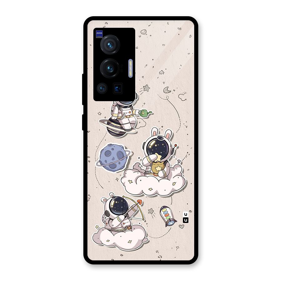 Lovely Astronaut Playing Glass Back Case for Vivo X70 Pro