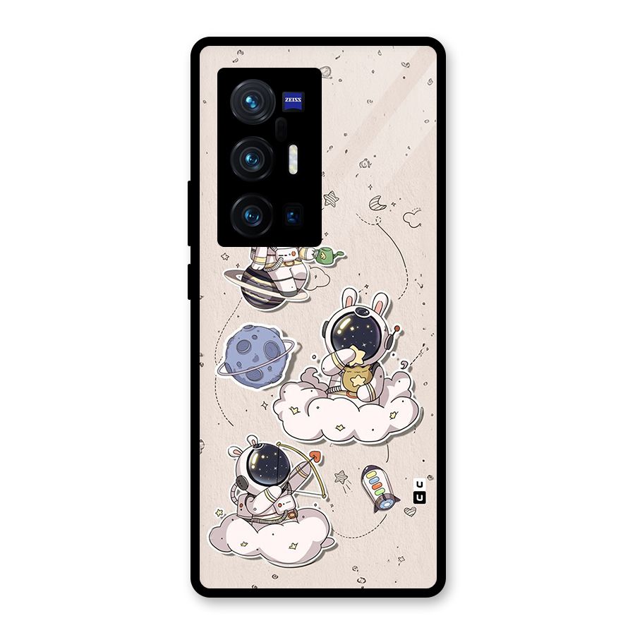 Lovely Astronaut Playing Glass Back Case for Vivo X70 Pro Plus