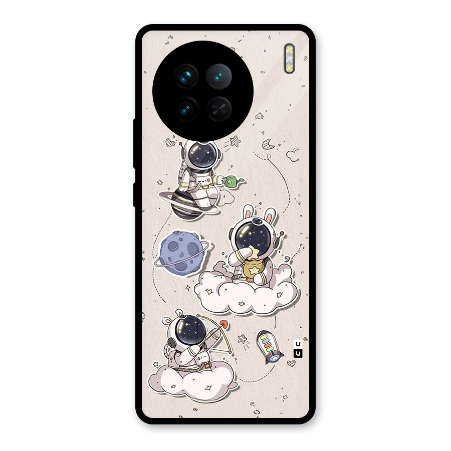 Lovely Astronaut Playing Glass Back Case for Vivo X90