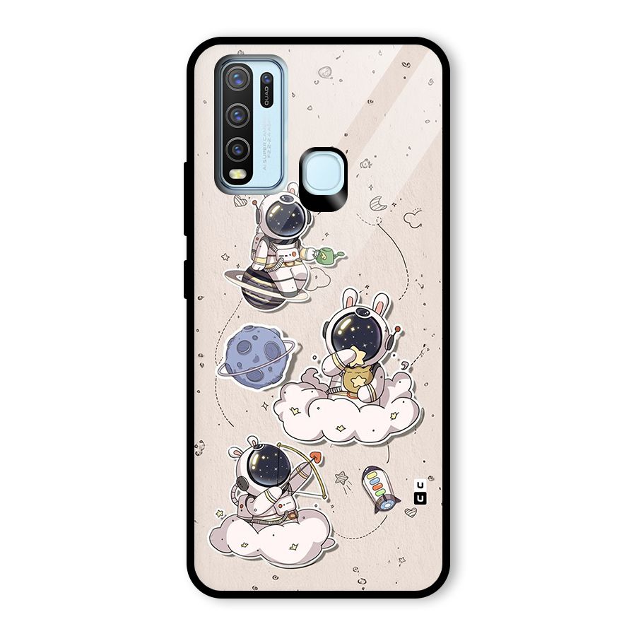 Lovely Astronaut Playing Glass Back Case for Vivo Y30