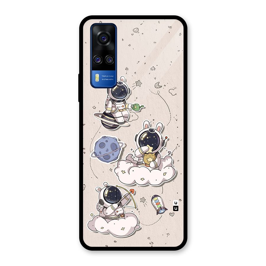 Lovely Astronaut Playing Glass Back Case for Vivo Y31