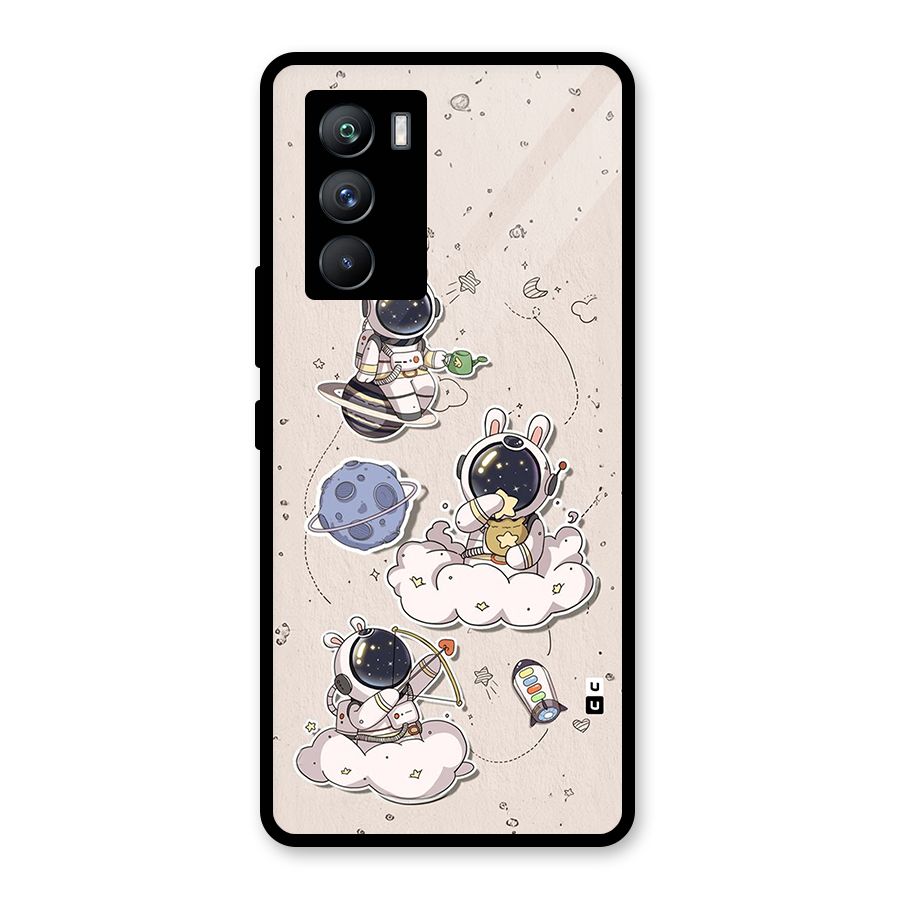 Lovely Astronaut Playing Glass Back Case for Vivo iQOO 9 SE
