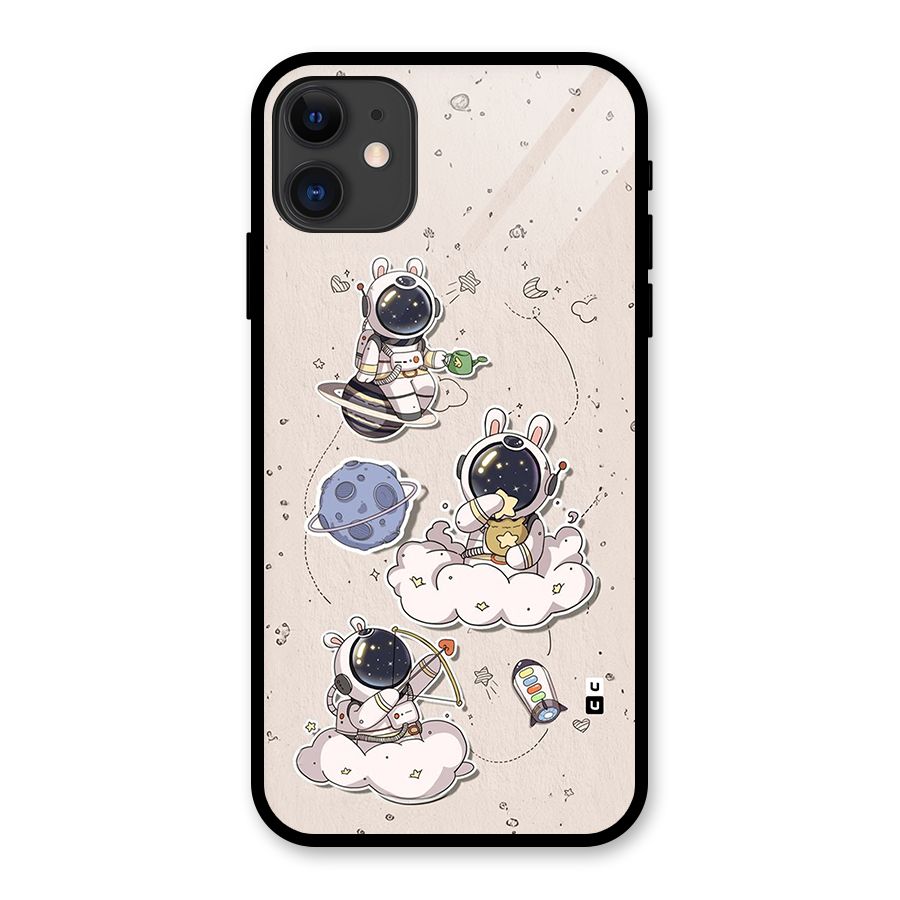 Lovely Astronaut Playing Glass Back Case for iPhone 11