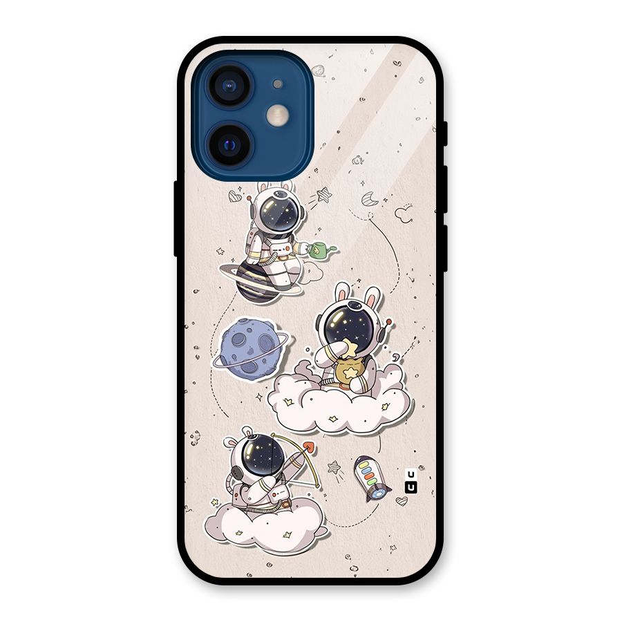 Lovely Astronaut Playing Glass Back Case for iPhone 12 Mini
