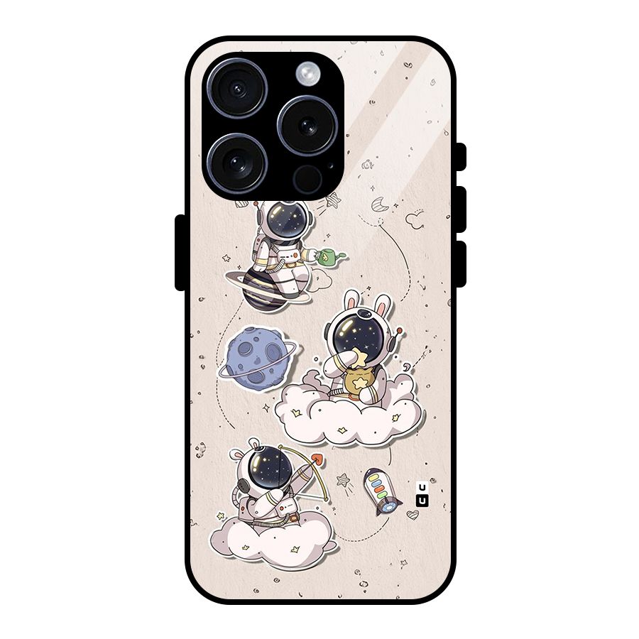 Lovely Astronaut Playing Glass Back Case for iPhone 15 Pro