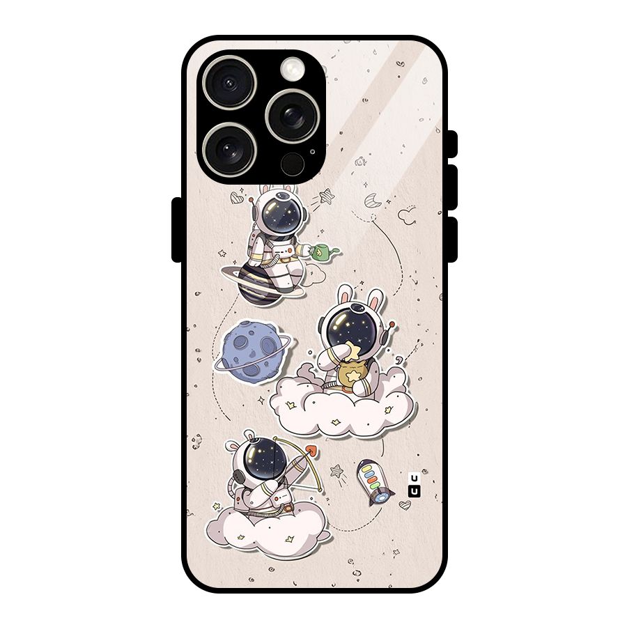 Lovely Astronaut Playing Glass Back Case for iPhone 15 Pro Max