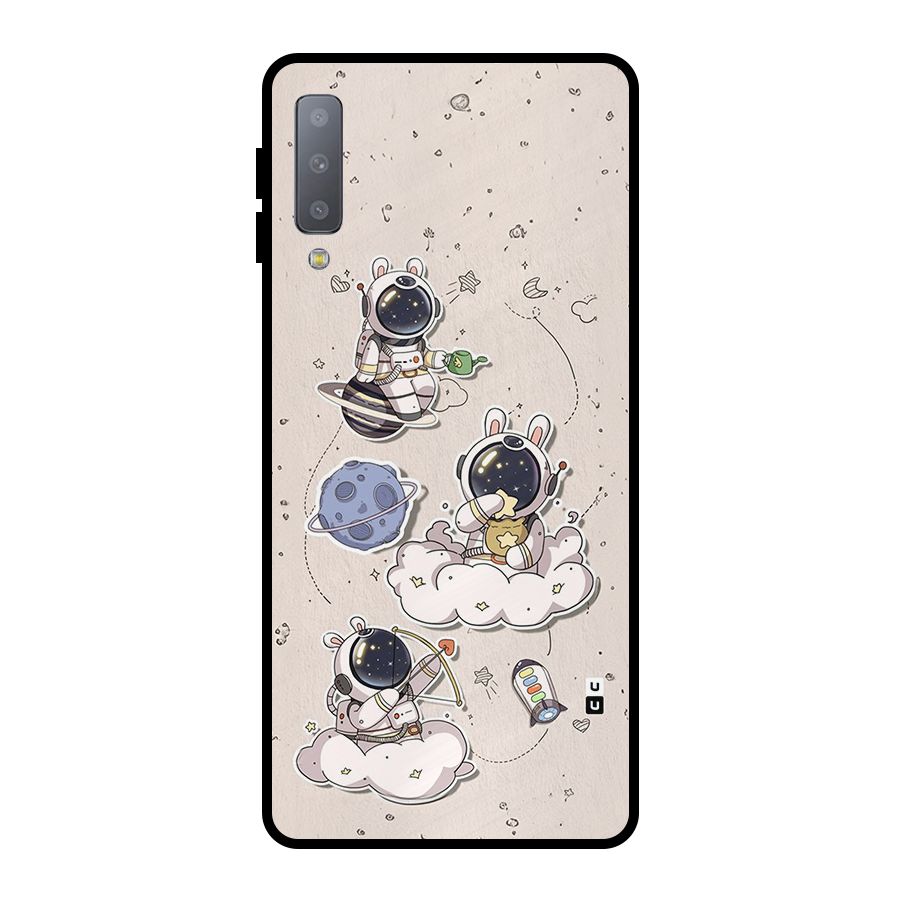Lovely Astronaut Playing Metal Back Case for Galaxy A7 (2018)