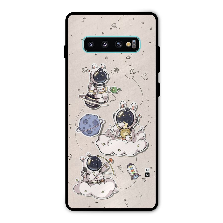 Lovely Astronaut Playing Metal Back Case for Galaxy S10 Plus