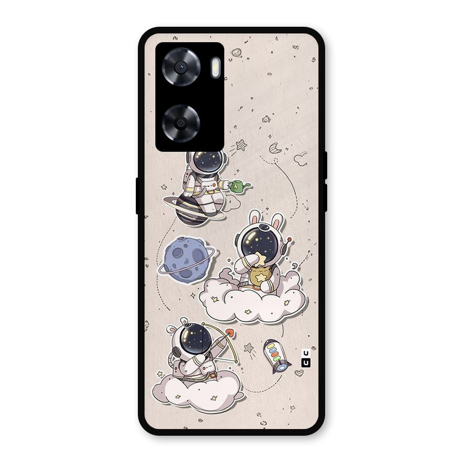 Lovely Astronaut Playing Metal Back Case for Oppo A57 2022