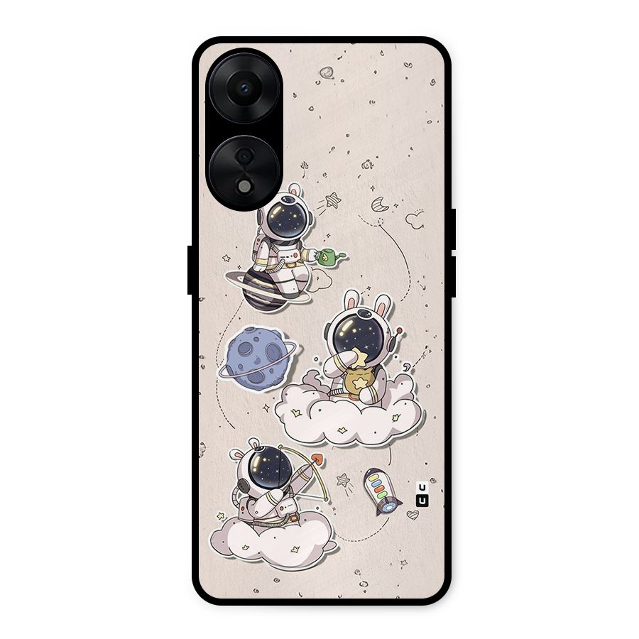 Lovely Astronaut Playing Metal Back Case for Oppo A78 5G