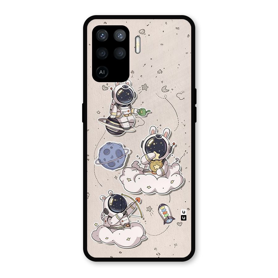 Lovely Astronaut Playing Metal Back Case for Oppo F19 Pro