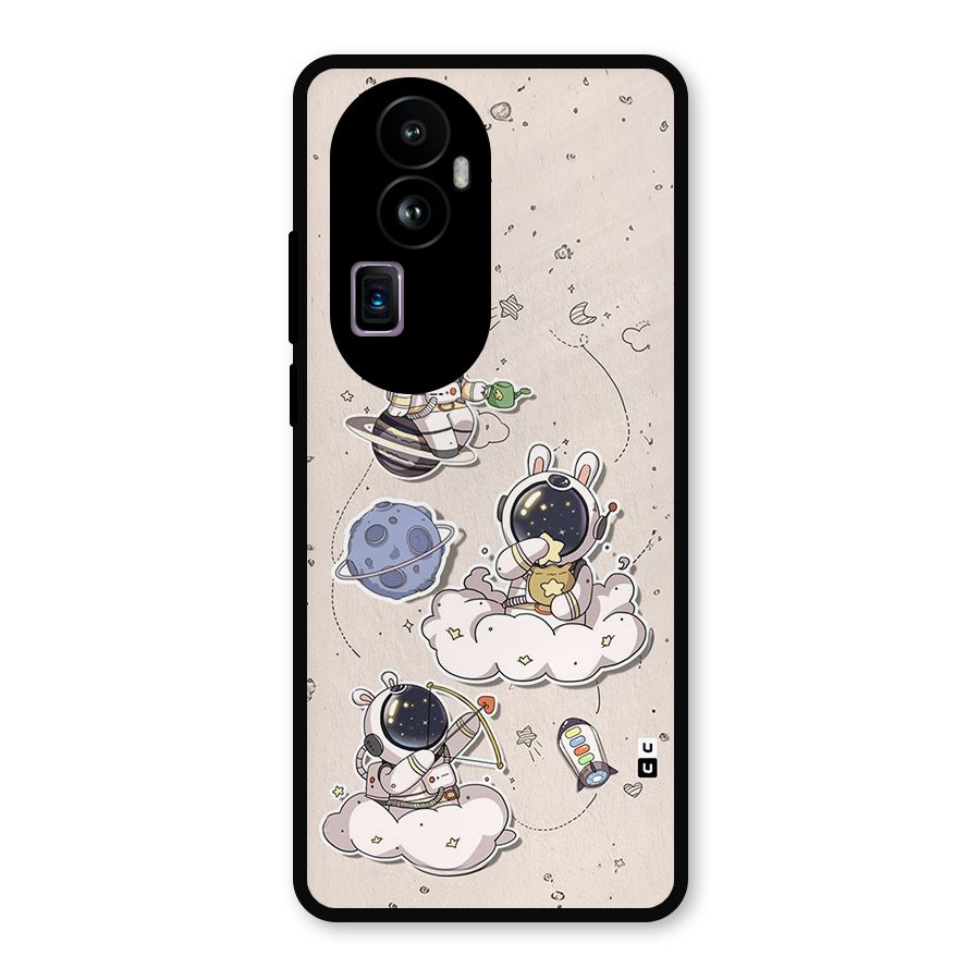 Lovely Astronaut Playing Metal Back Case for Oppo Reno10 Pro Plus