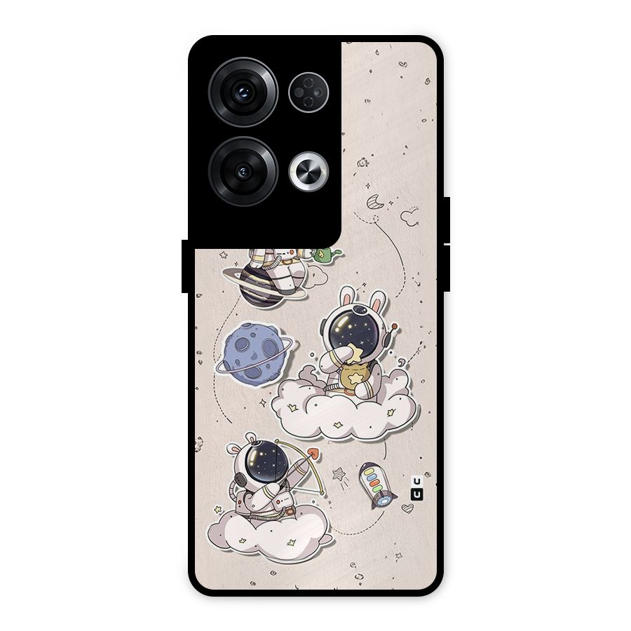 Lovely Astronaut Playing Metal Back Case for Oppo Reno8 Pro 5G