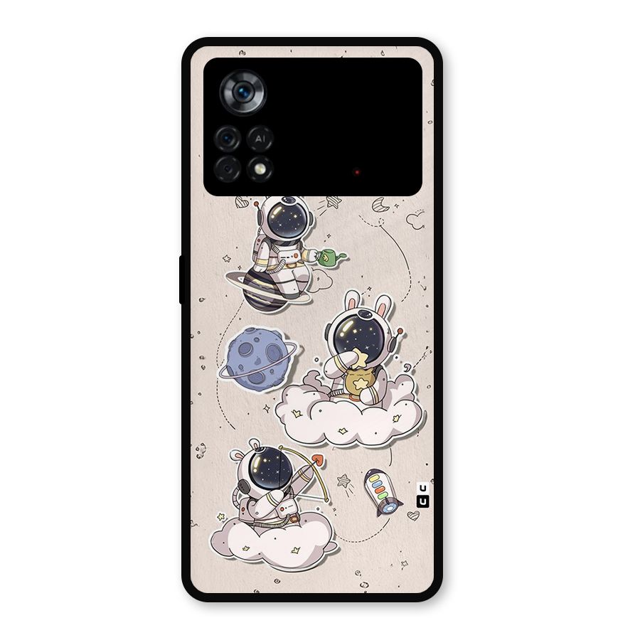 Lovely Astronaut Playing Metal Back Case for Poco X4 Pro 5G