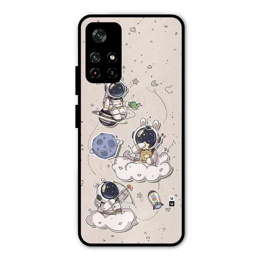 Lovely Astronaut Playing Metal Back Case for Redmi Note 11T 5G