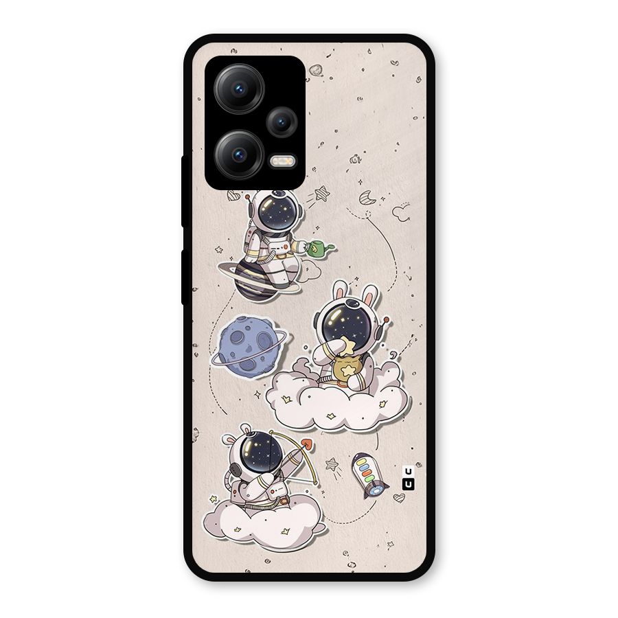 Lovely Astronaut Playing Metal Back Case for Redmi Note 12 5G