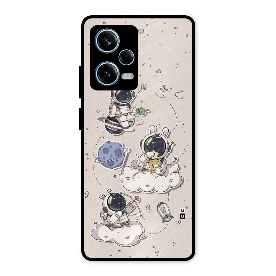 Lovely Astronaut Playing Metal Back Case for Redmi Note 12 Pro