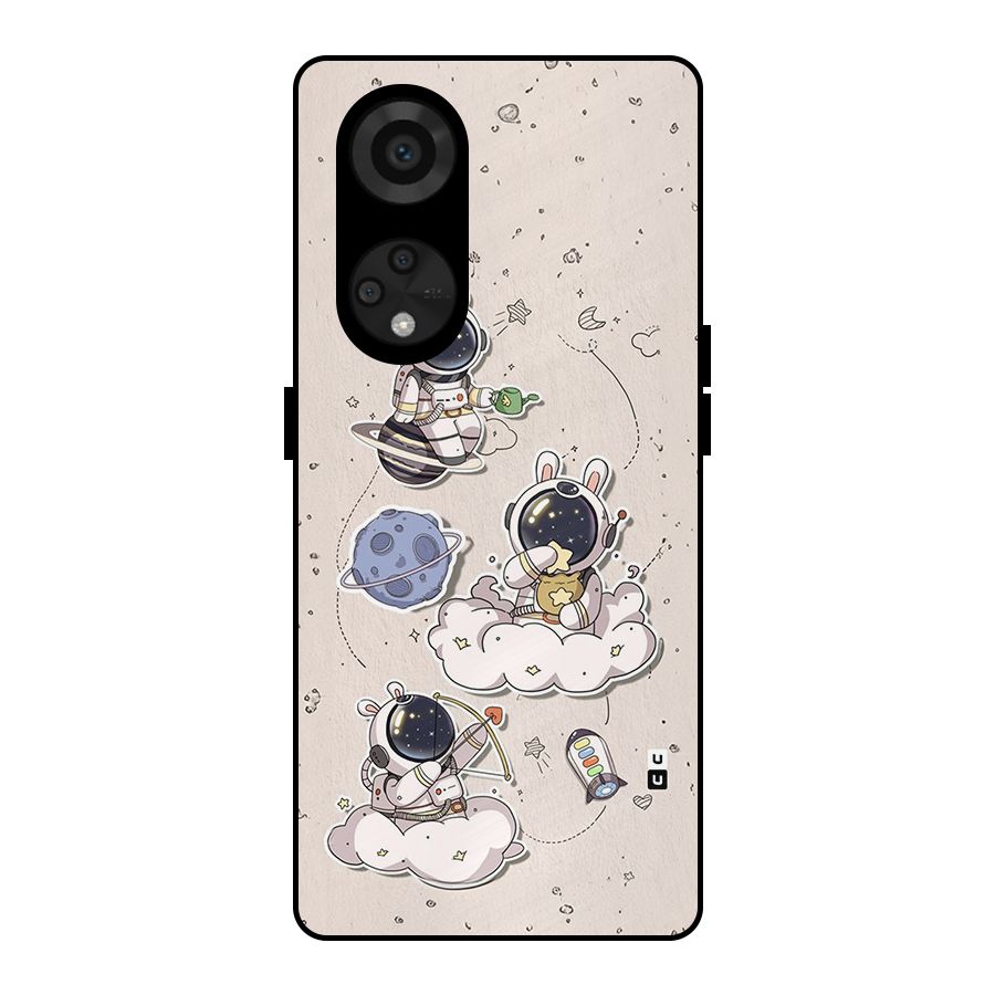 Lovely Astronaut Playing Metal Back Case for Reno8 T 5G