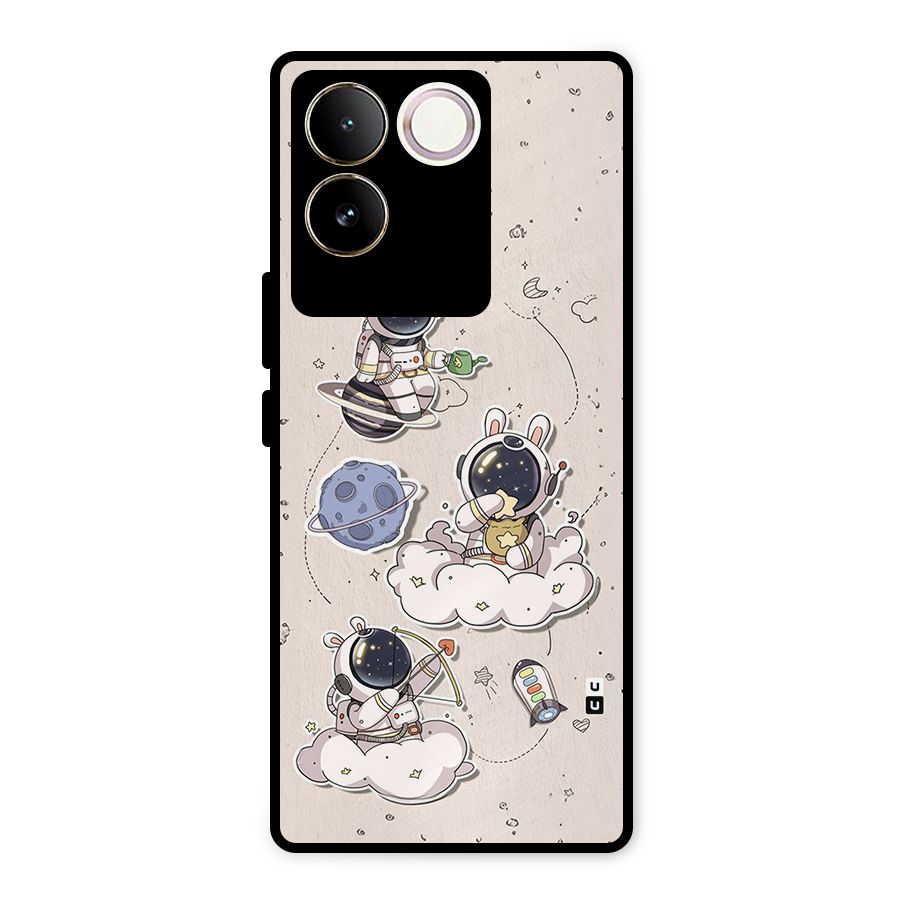 Lovely Astronaut Playing Metal Back Case for Vivo T2 Pro