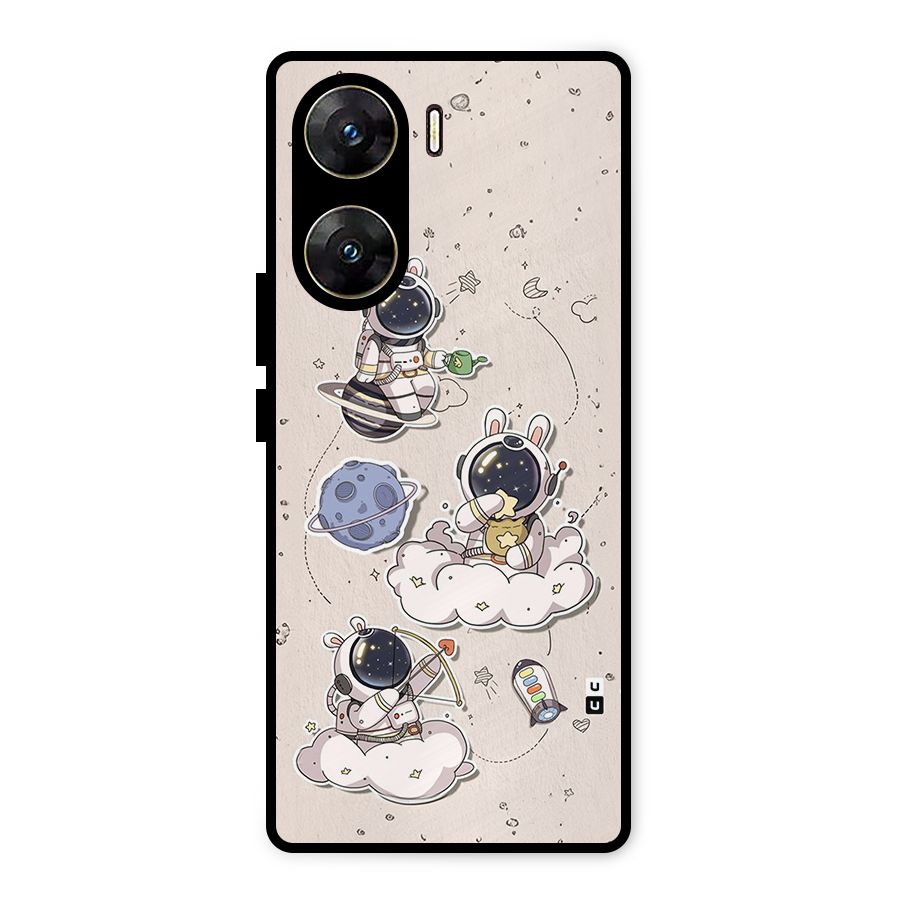 Lovely Astronaut Playing Metal Back Case for Vivo V29e