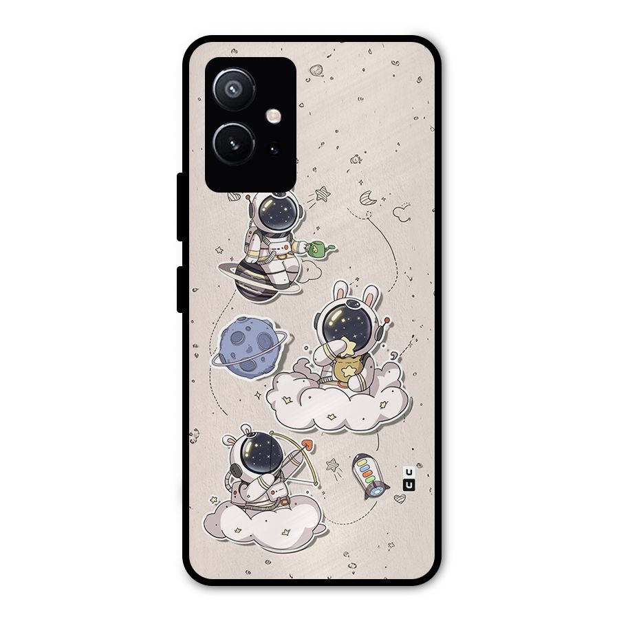 Lovely Astronaut Playing Metal Back Case for Vivo Y75 5G