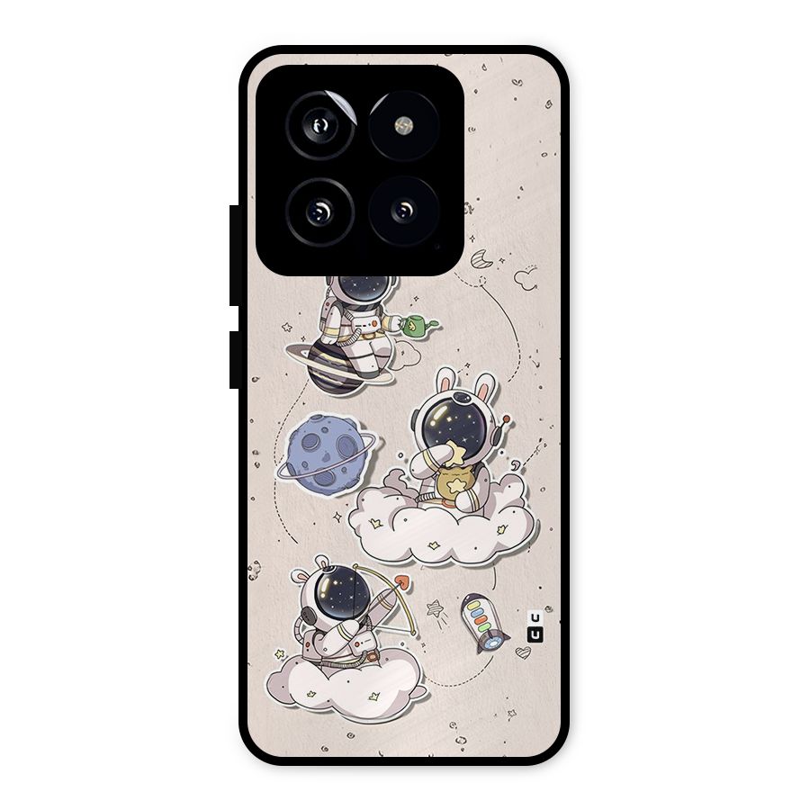 Lovely Astronaut Playing Metal Back Case for Xiaomi 14