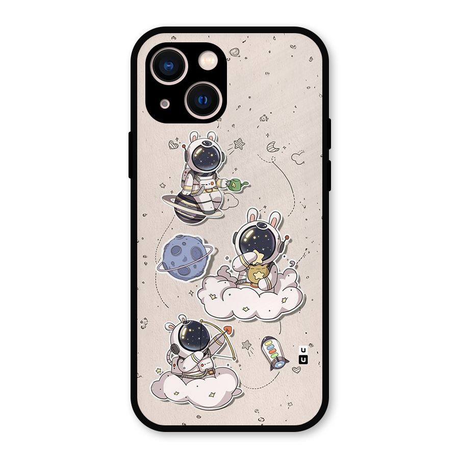 Lovely Astronaut Playing Metal Back Case for iPhone 13