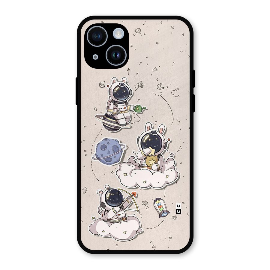 Lovely Astronaut Playing Metal Back Case for iPhone 14