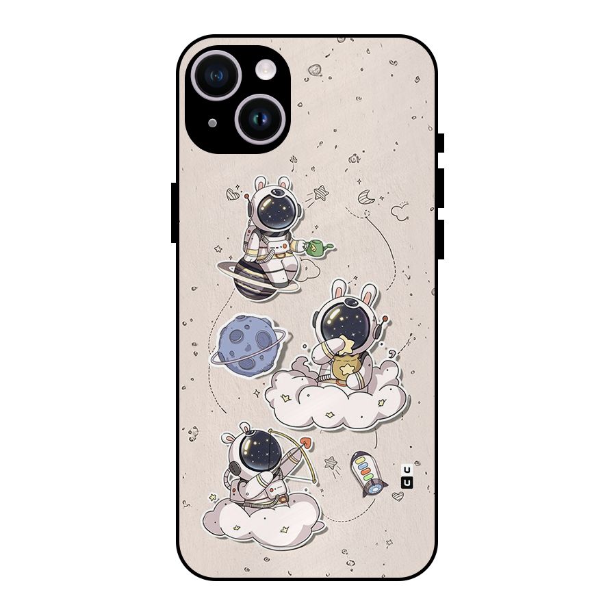 Lovely Astronaut Playing Metal Back Case for iPhone 14 Plus