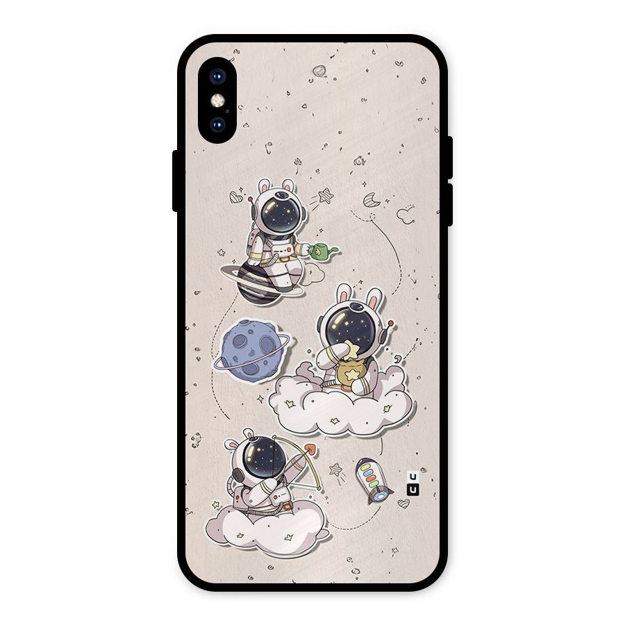 Lovely Astronaut Playing Metal Back Case for iPhone XS Max