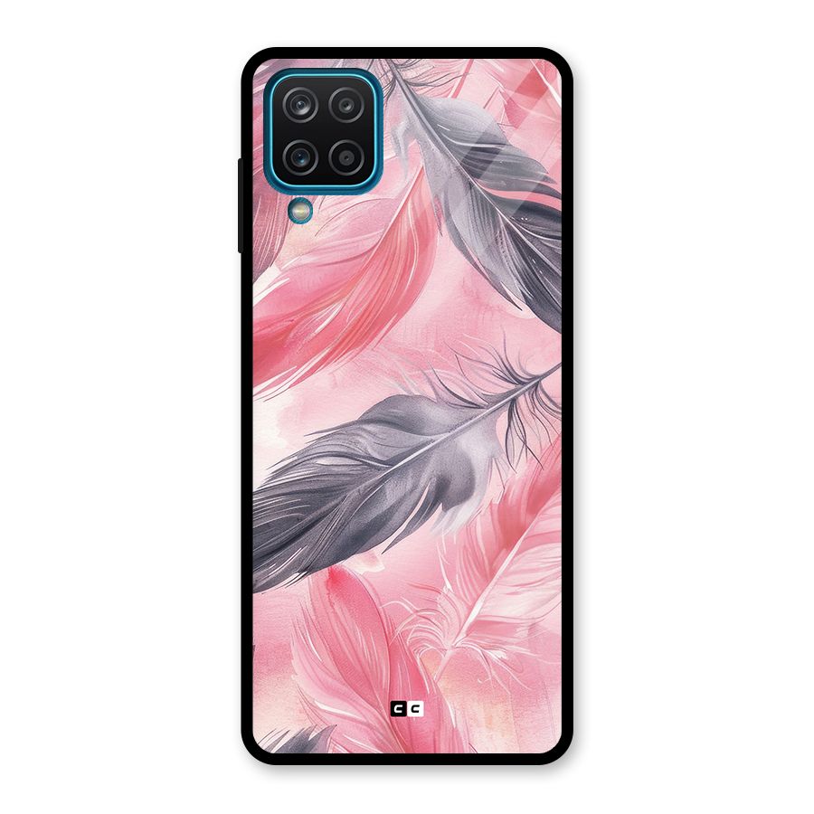 Lovely Feather Glass Back Case for Galaxy A12