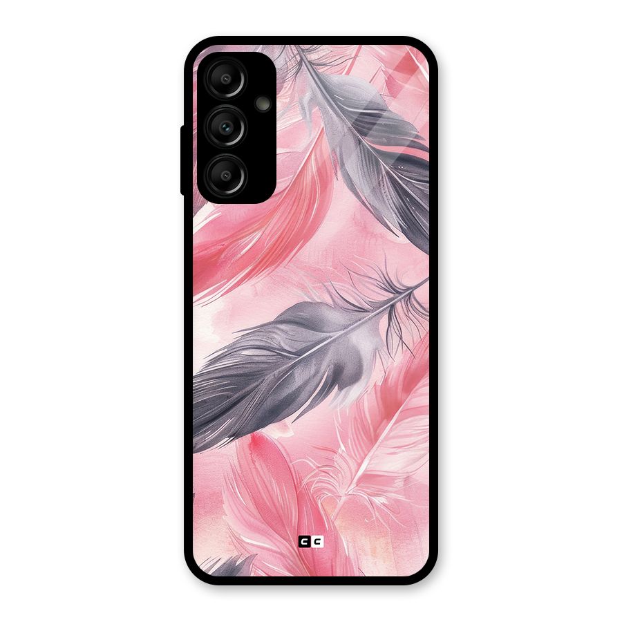 Lovely Feather Glass Back Case for Galaxy A14 5G