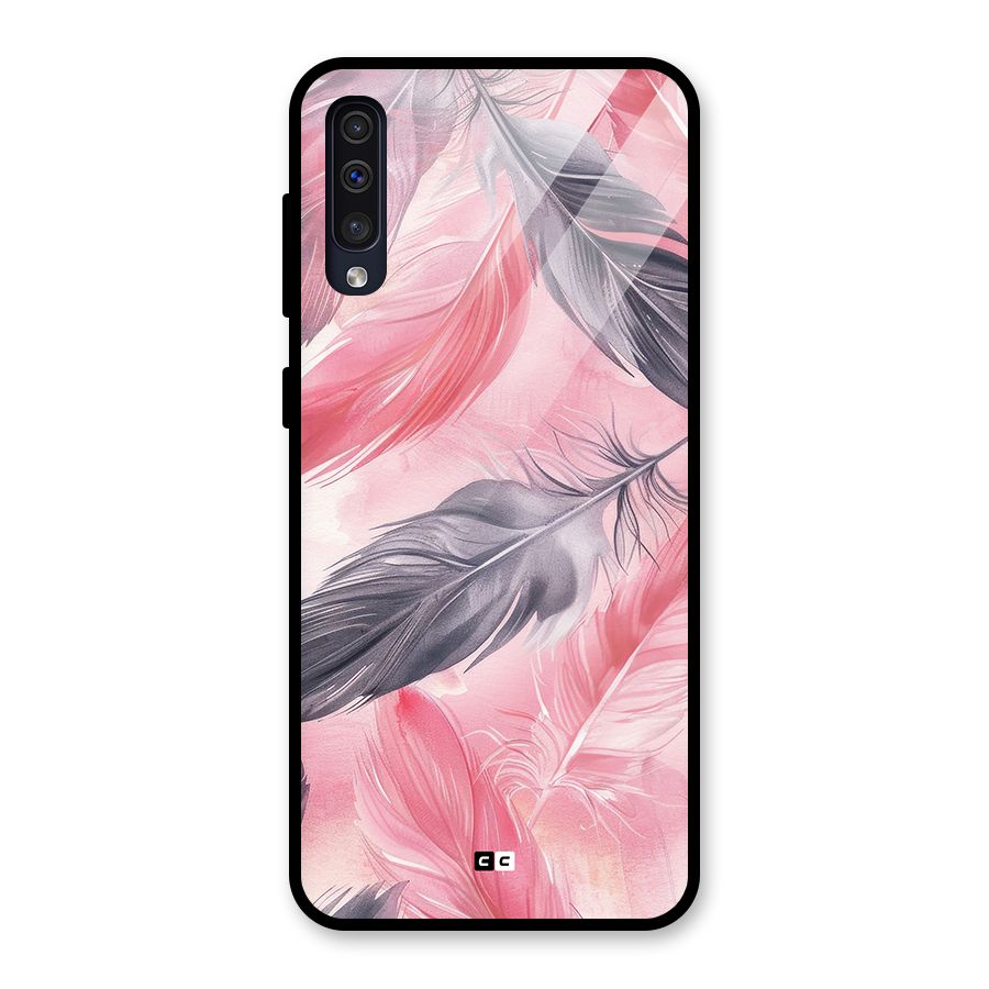 Lovely Feather Glass Back Case for Galaxy A50