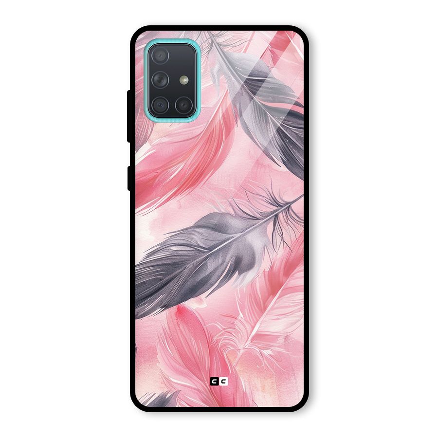 Lovely Feather Glass Back Case for Galaxy A71