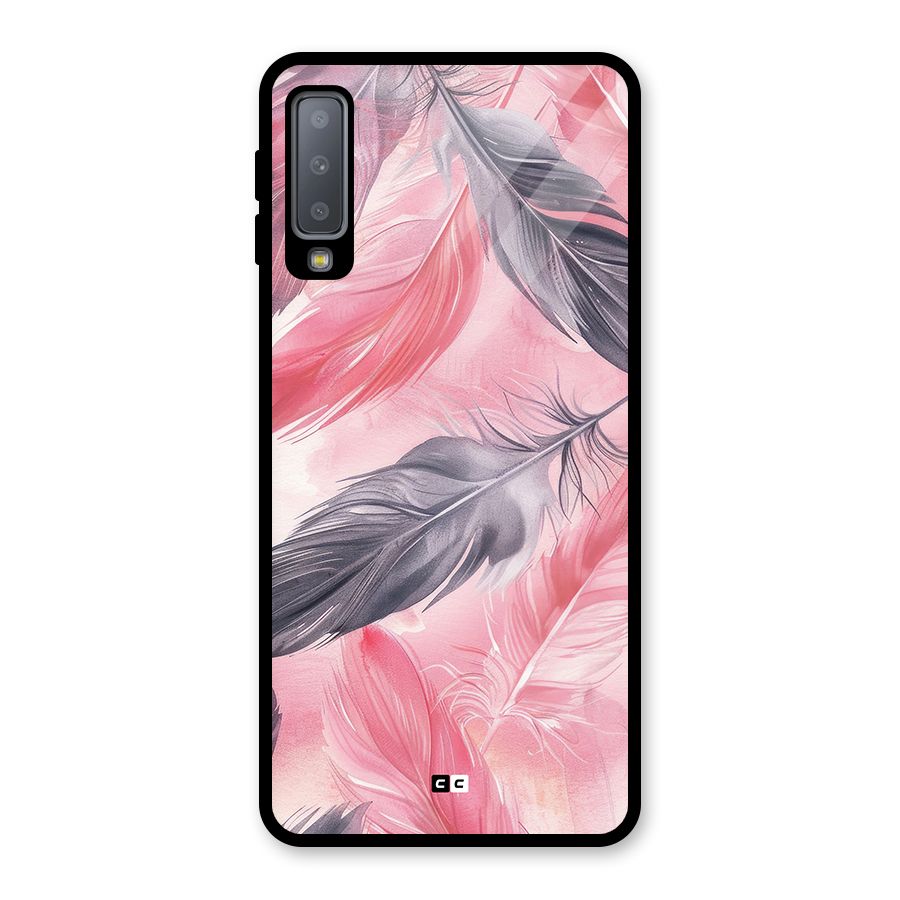 Lovely Feather Glass Back Case for Galaxy A7 (2018)