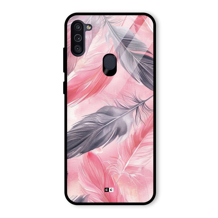 Lovely Feather Glass Back Case for Galaxy M11