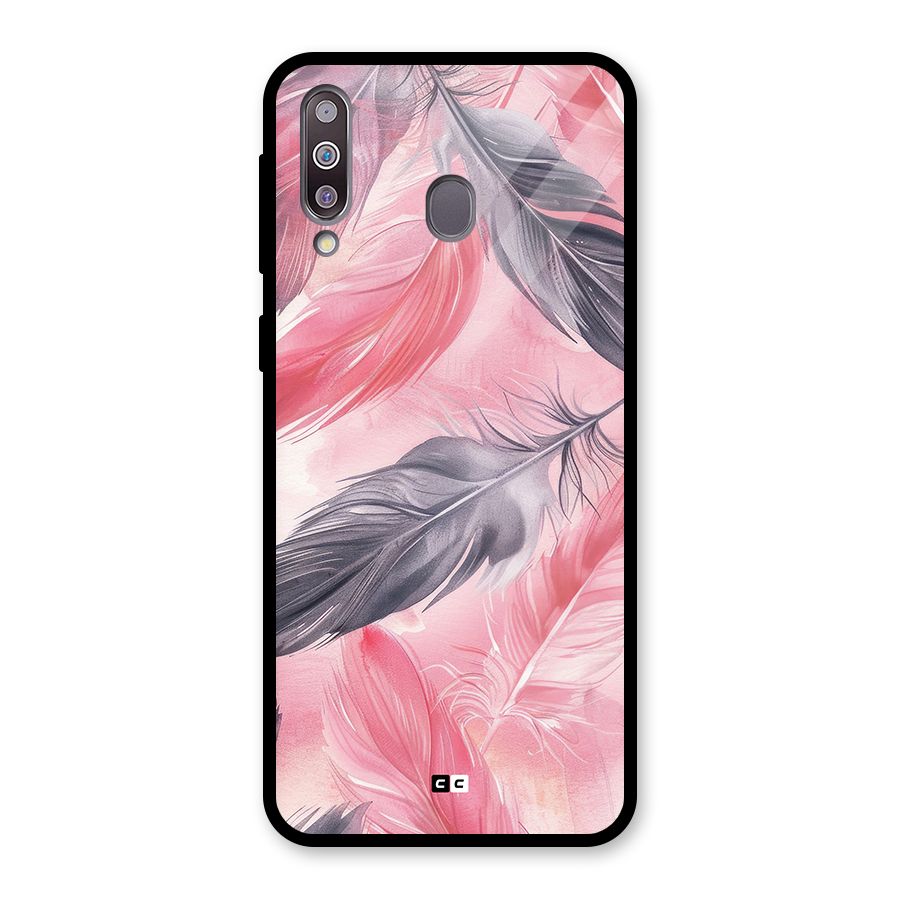Lovely Feather Glass Back Case for Galaxy M30