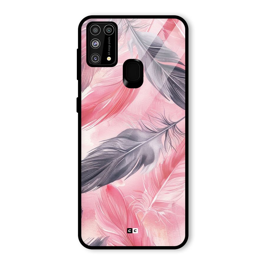 Lovely Feather Glass Back Case for Galaxy M31