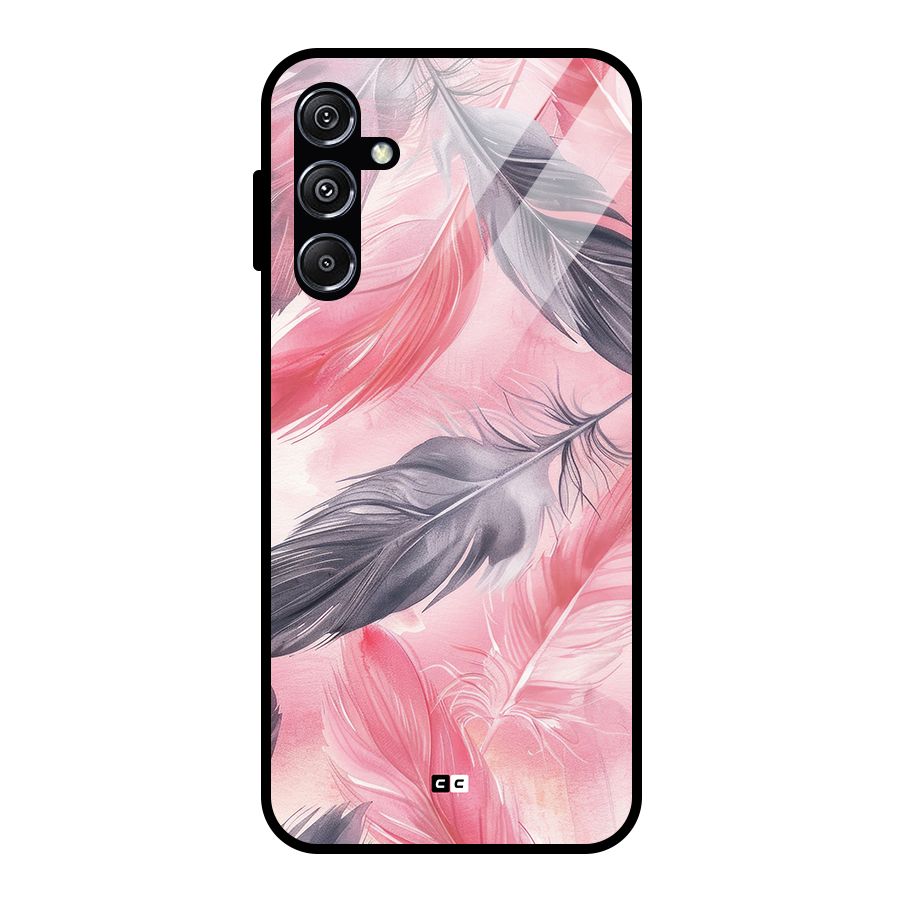 Lovely Feather Glass Back Case for Galaxy M34 5G