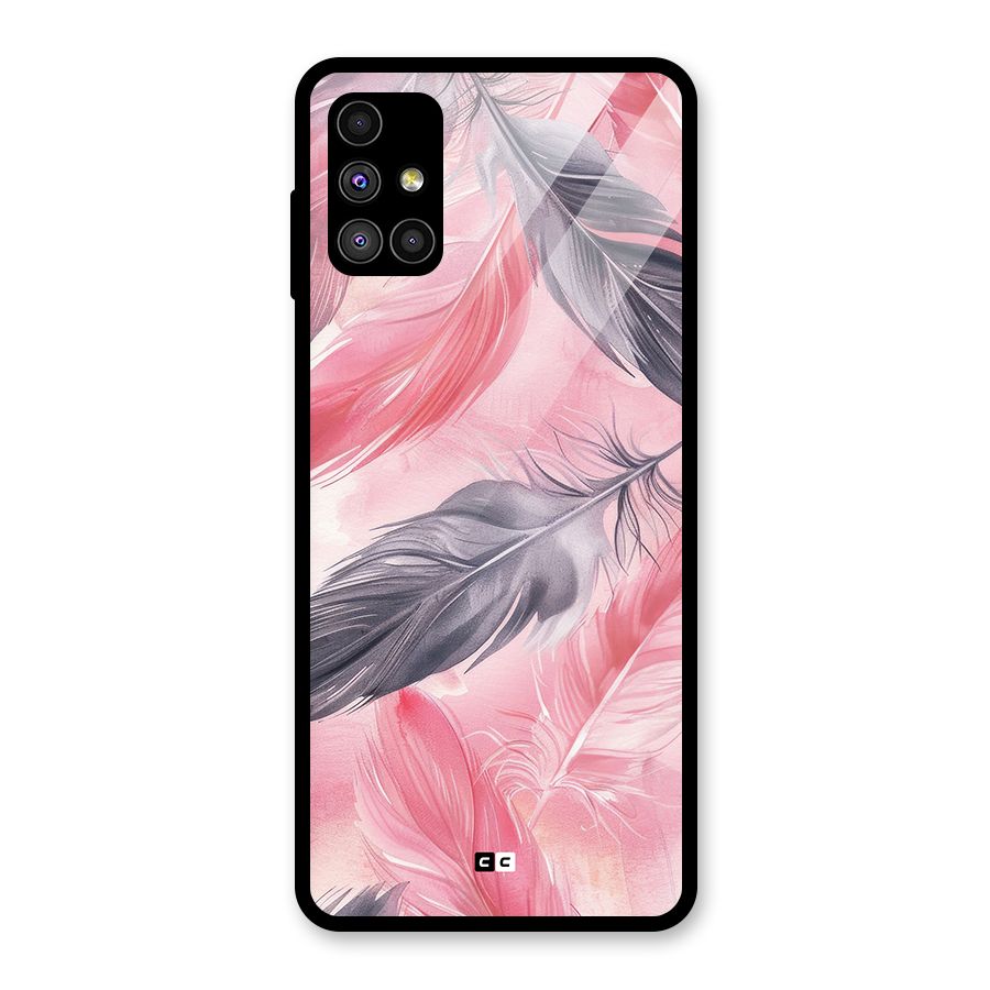 Lovely Feather Glass Back Case for Galaxy M51