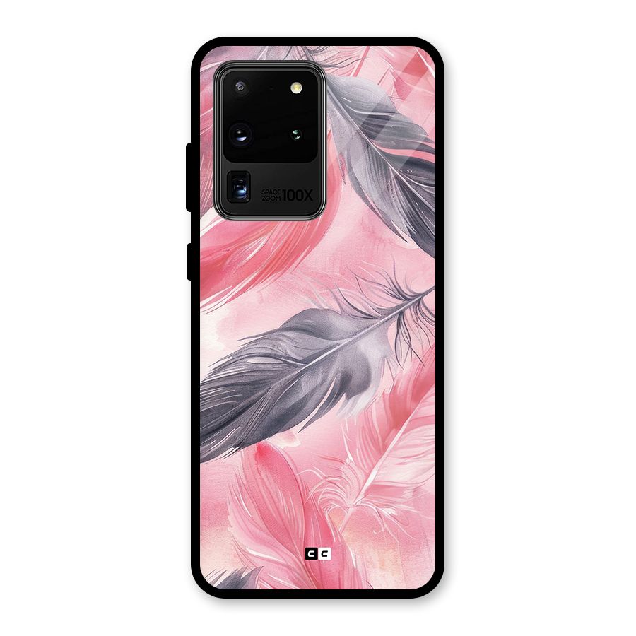 Lovely Feather Glass Back Case for Galaxy S20 Ultra