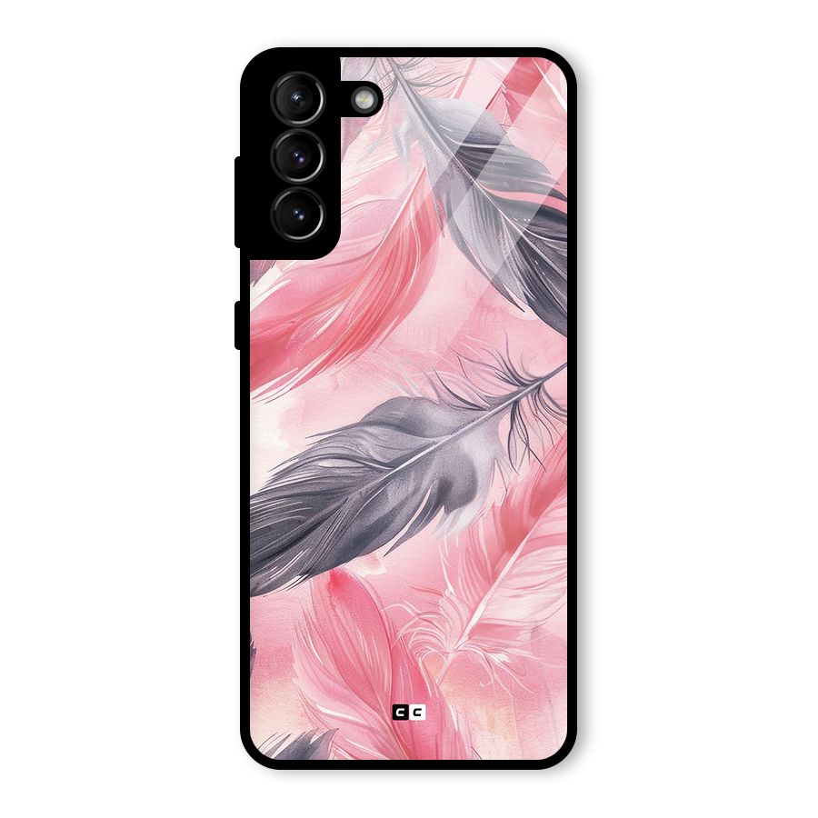 Lovely Feather Glass Back Case for Galaxy S21 Plus