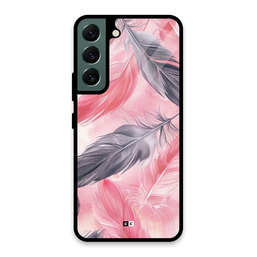 Lovely Feather Glass Back Case for Galaxy S22 5G