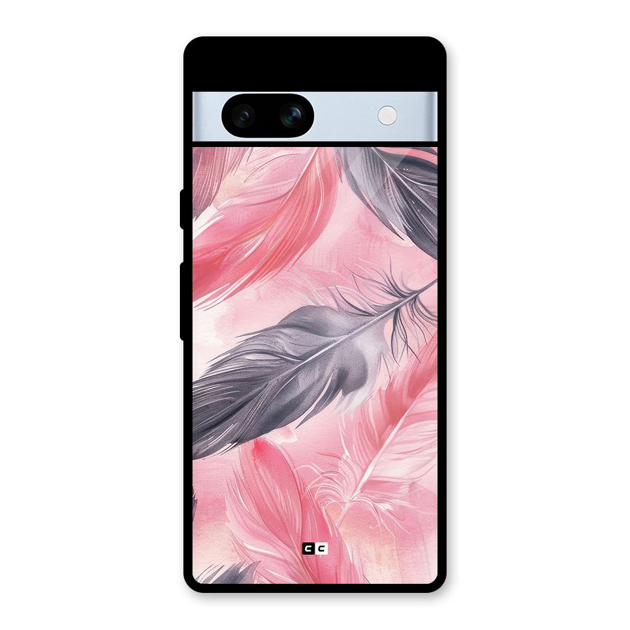 Lovely Feather Glass Back Case for Google Pixel 7a