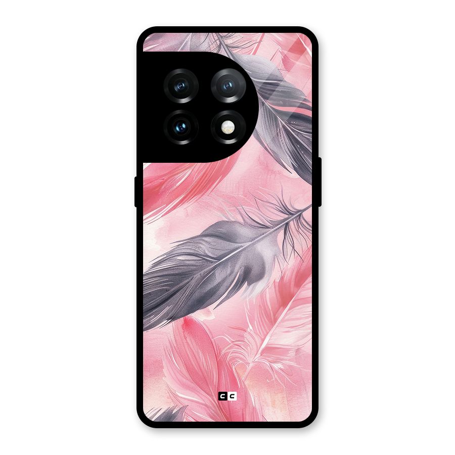 Lovely Feather Glass Back Case for OnePlus 11