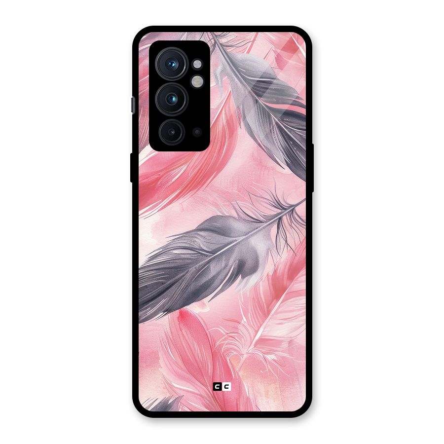 Lovely Feather Glass Back Case for OnePlus 9RT 5G