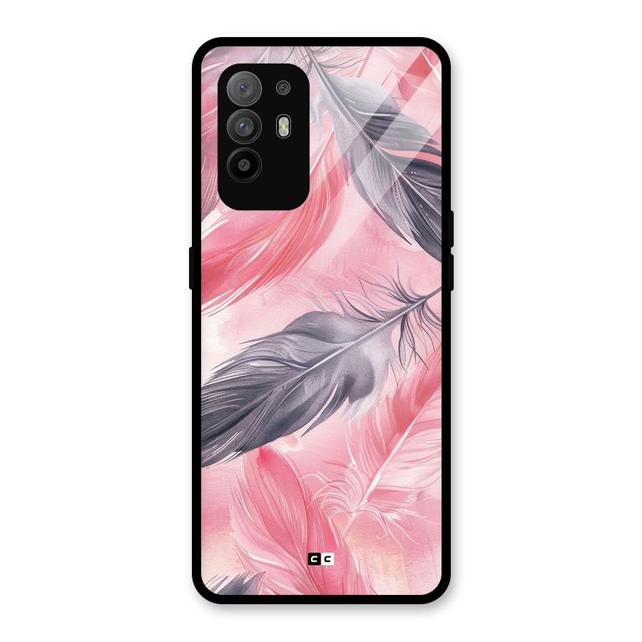 Lovely Feather Glass Back Case for Oppo F19 Pro Plus 5G