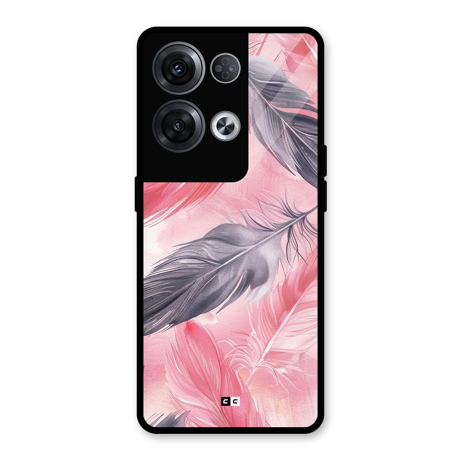 Lovely Feather Glass Back Case for Oppo Reno8 Pro 5G